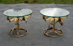 Arthur Court Uncommon Pair of Arthur Court Cast Aluminum Glass Floral Form Side Tables - 4292985