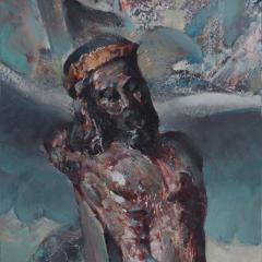 Arthur Meltzer American 1893 1989 Antique Crucifix Oil painting on masonite - 2508359