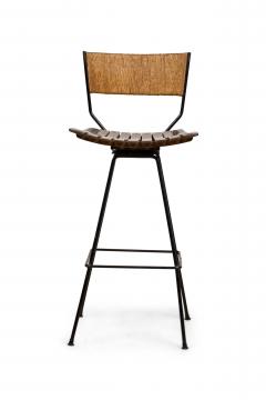 Arthur Umanoff American Mid Century Slatted Wooden Bar Stools - 4670741