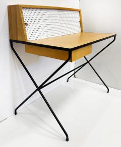 Arthur Umanoff Arthur Umanoff 50s Mid century Writing Desk in Wrought Iron Wood for Elton - 4174599