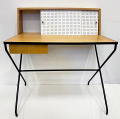 Arthur Umanoff Arthur Umanoff 50s Mid century Writing Desk in Wrought Iron Wood for Elton - 4174619
