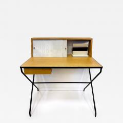 Arthur Umanoff Arthur Umanoff 50s Mid century Writing Desk in Wrought Iron Wood for Elton - 4176904