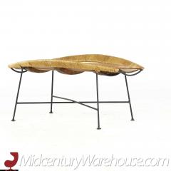 Arthur Umanoff Arthur Umanoff Mid Century Iron and Rattan Catchall Table Stool - 3689472