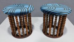 Arthur Umanoff Arthur Umanoff Style Beaded Wood Stools with New Upholstery - 3038037