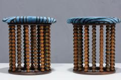 Arthur Umanoff Arthur Umanoff Style Beaded Wood Stools with New Upholstery - 3038039