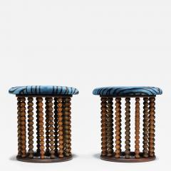 Arthur Umanoff Arthur Umanoff Style Beaded Wood Stools with New Upholstery - 3044564