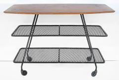 Arthur Umanoff Arthur Umanoff Wrought Iron Rolling Bar Cart Surfboard Wood Top - 4058564