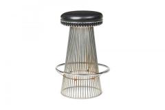 Arthur Umanoff Arthur Umanoff for Contemporary Shells Wire Pedestal Black Leather Bar Stool - 4274791