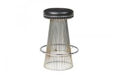 Arthur Umanoff Arthur Umanoff for Contemporary Shells Wire Pedestal Black Leather Bar Stool - 4274793