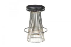 Arthur Umanoff Arthur Umanoff for Contemporary Shells Wire Pedestal Black Leather Bar Stool - 4274794