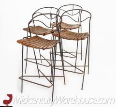 Arthur Umanoff Arthur Umanoff for Raymor Mid Century Iron and Wood Barstools Set of 4 - 2367015