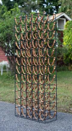 Arthur Umanoff Large Arthur Umanoff Welded Steel Leather 60 Bottle Wine Rack 1950s USA - 3888527