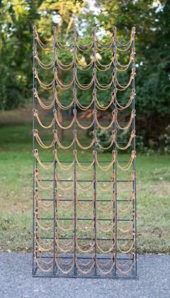 Arthur Umanoff Large Arthur Umanoff Welded Steel Leather 60 Bottle Wine Rack 1950s USA - 3888529