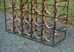 Arthur Umanoff Large Arthur Umanoff Welded Steel Leather 60 Bottle Wine Rack 1950s USA - 3888536