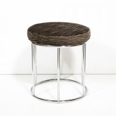 Arthur Umanoff Midcentury Chrome and Smoked Bronze Gauffraged Velvet Stools by Arthur Umanoff - 1802377