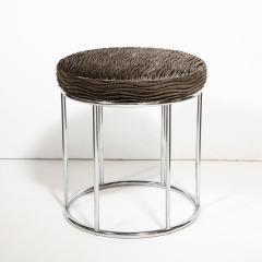 Arthur Umanoff Midcentury Chrome and Smoked Bronze Gauffraged Velvet Stools by Arthur Umanoff - 1802378