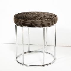 Arthur Umanoff Midcentury Chrome and Smoked Bronze Gauffraged Velvet Stools by Arthur Umanoff - 1802379