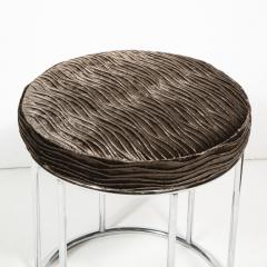 Arthur Umanoff Midcentury Chrome and Smoked Bronze Gauffraged Velvet Stools by Arthur Umanoff - 1802386