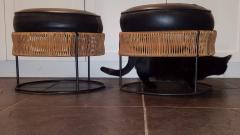 Arthur Umanoff Pair of Wrought Iron and Bamboo End Tables Stools Arthur Umanoff 1960 - 2377334