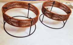 Arthur Umanoff Pair of Wrought Iron and Bamboo End Tables Stools Arthur Umanoff 1960 - 2377346