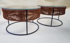 Arthur Umanoff Pair of Wrought Iron and Bamboo End Tables Stools Arthur Umanoff 1960 - 2377349