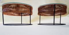 Arthur Umanoff Pair of Wrought Iron and Bamboo End Tables Stools Arthur Umanoff 1960 - 2377353