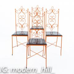 Arthur Umanoff Style Mid Century Orange Metal Dining Chairs Set of 4 - 2355734