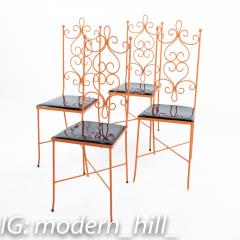 Arthur Umanoff Style Mid Century Orange Metal Dining Chairs Set of 4 - 2355735