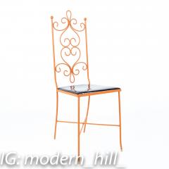 Arthur Umanoff Style Mid Century Orange Metal Dining Chairs Set of 4 - 2355736