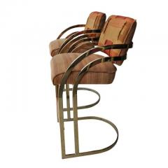Arthur Umanoff Vintage Mid Century Flat Bar Gold Brass Cantilever Stools Arthur Umanoff Style - 2691315