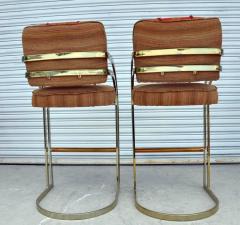Arthur Umanoff Vintage Mid Century Flat Bar Gold Brass Cantilever Stools Arthur Umanoff Style - 2691317