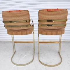Arthur Umanoff Vintage Mid Century Flat Bar Gold Brass Cantilever Stools Arthur Umanoff Style - 2691318