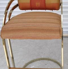 Arthur Umanoff Vintage Mid Century Flat Bar Gold Brass Cantilever Stools Arthur Umanoff Style - 2691319