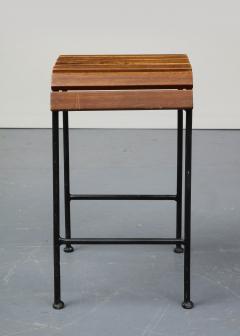 Arthur Umanoff Wood and Lacquered Black Steel Stool in the Style of Arthur Umanoff France - 3228446