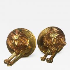 Arthus Bertrand EXCEPTIONAL GILDED BRONZE LION AND FILM REEL BOOKENDS - 773421
