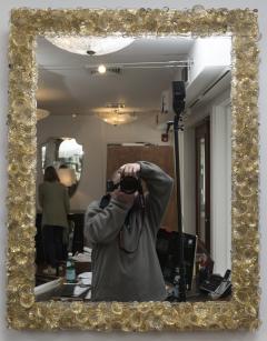 Artisan Blown Gold Floral Mirror - 3196914
