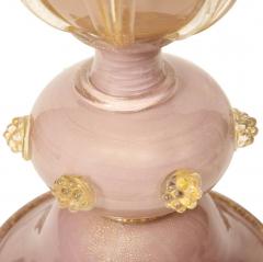 Artisan Blush Color Murano Glass Table Lamp with Avventurina 1960s - 4215439