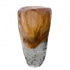 Artisan Blush and Amber Tall Murano Sommerso Glass Vase with Gold Inclusions - 4003498