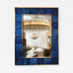 Artisan Brass Blown Klein Blue Wave Mirror - 1067634