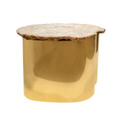 Artisan Brass Side Table with Polished Onyx Top 1970s - 3488922