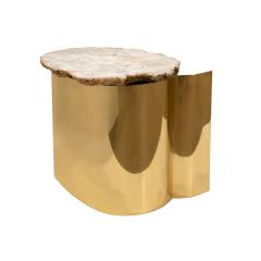 Artisan Brass Side Table with Polished Onyx Top 1970s - 3488923