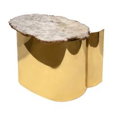 Artisan Brass Side Table with Polished Onyx Top 1970s - 3488926