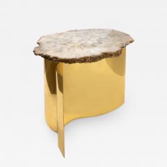 Artisan Brass Side Table with Polished Onyx Top 1970s - 3490378