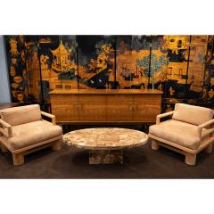 Artisan Crafted Coffee Table in Tessellated Brown Onyx 1970s - 2533030