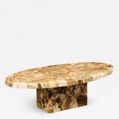 Artisan Crafted Coffee Table in Tessellated Brown Onyx 1970s - 2534609