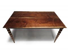 Artisan Custom Dining Table of Solid Black Walnut and Unique Turned Legs - 3893949