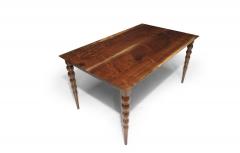 Artisan Custom Dining Table of Solid Black Walnut and Unique Turned Legs - 3893953