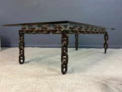 Artisan Large Industrial Chain Link Iron Coffee Table Belgium 1970 - 2768775