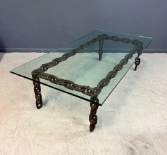 Artisan Large Industrial Chain Link Iron Coffee Table Belgium 1970 - 2768792