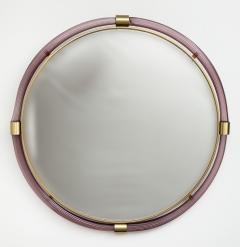 Artisan Murano Blown Gold Round Aubergine Mirror Contemporary - 4334041